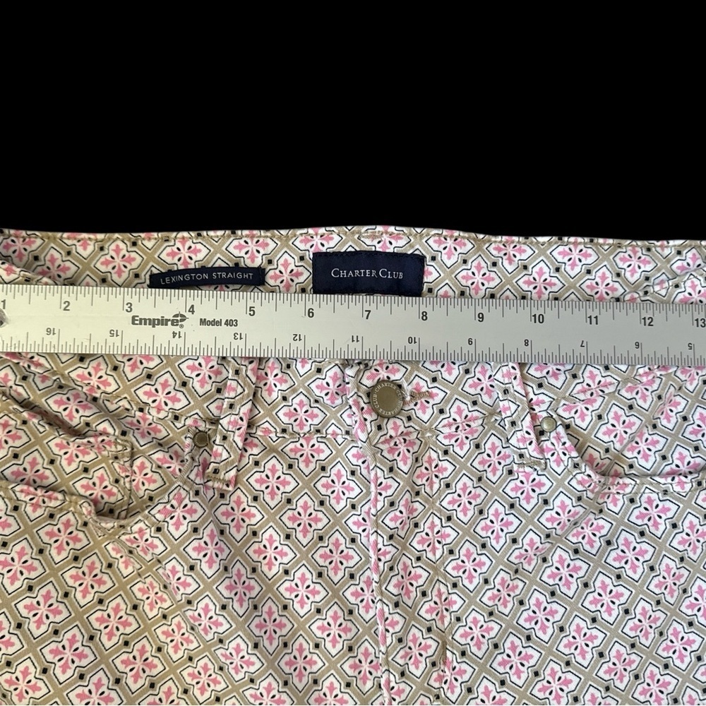 Charter Club Straight Leg Jeans with Pink and White Design - Picture 3 of 6
